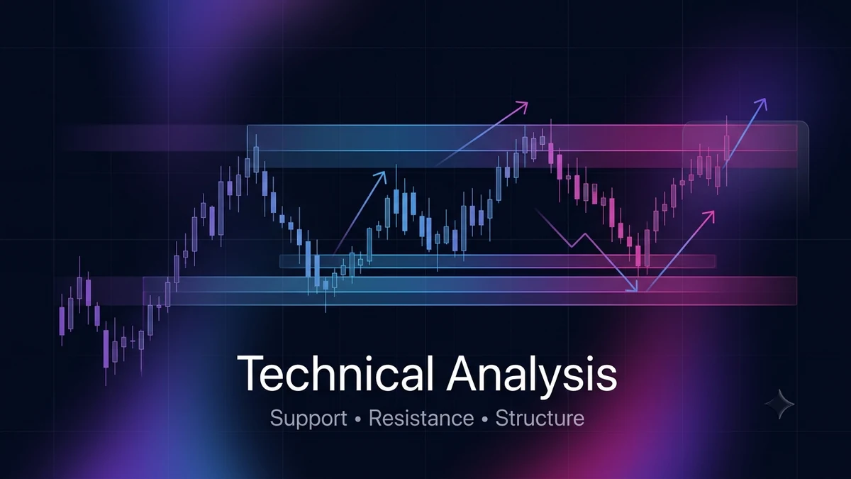 Premium Masterrit blog image about technical analysis, support, resistance, and market structure
